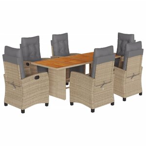 vidaXL Ensemble à manger de jardin et coussins 9 Pièces mélange beige