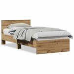vidaXL Cadre de lit sans matelas avec tête de lit en chêne artisan 75x190 cm