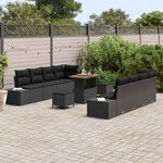 vidaXL Ensemble de canapé de jardin avec coussin 11 Pièces Noir