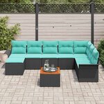 vidaXL Ensemble de canapé de jardin 9 Pièces Noir Poly rotin