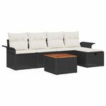 vidaXL Ensemble de canapé de jardin 6 Pièces Noir Poly rotin