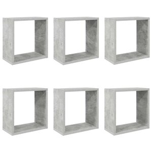 vidaXL Étagères cube murales 6 Pièces Gris béton 30x15x30 cm
