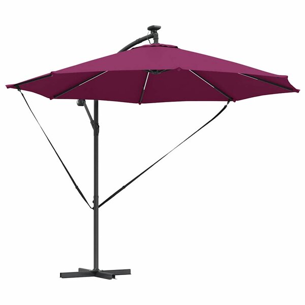 vidaXL Parasol banane à mât déporté Rouge bordeaux 294 x 294 x 248 cm