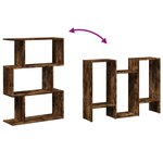 vidaXL Étagère séparatrice de pièce à 3 niveaux chêne fumé 70x24x97 cm