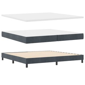 vidaXL Lit à ressorts avec matelas Gris foncé 200 x 200 cm Velours
