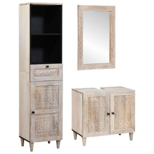 vidaXL Ensemble de mobilier de salle de bain avec tiroir 3 Pièces Blanc