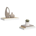 vidaXL Étagères flottantes 2 Pièces chêne et blanc 50x23x3 8 cm MDF