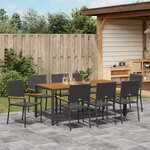 Ensemble de dîner de jardin 9 pièces en poly rotin noir de vidaXL