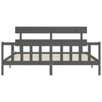 vidaXL Cadre de lit avec tête de lit gris 200x200 cm bois massif