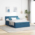 vidaXL Cadre de lit ottoman avec matelas bleu foncé 140x190 cm velours
