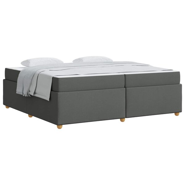 vidaXL Cadre de lit avec matelas Gris foncé 200 x 200 cm tissu