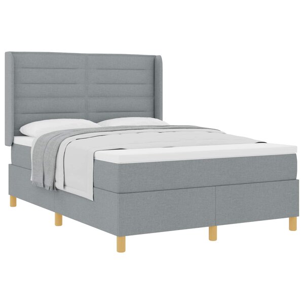 vidaXL Lit à ressorts avec matelas Gris clair 160 x 200 cm tissu