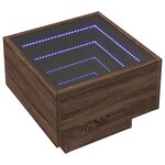 vidaXL Table de chevet avec LED infini chêne marron 40x40x30 cm