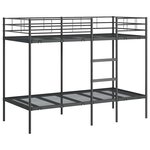 VidaXL Lit superposé sans matelas noir 90x200 cm acier