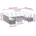 vidaXL Ensemble de canapé de jardin 10 Pièces Noir Poly rotin