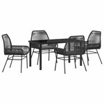 vidaXL Ensemble de salle à manger pour jardin 5 Pièces Noir polyrotin