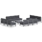 vidaXL Salon de jardin 13 Pièces avec coussins anthracite bois de pin