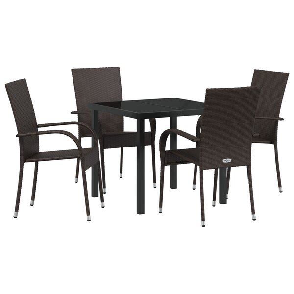 vidaXL Ensemble de salle à manger de jardin 5 pièces - Poly rattan marron