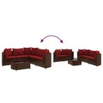 vidaXL Salon de jardin avec coussins 6 Pièces marron résine tressée