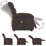 vidaXL Fauteuil inclinable de massage Marron foncé Tissu