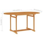 vidaXL Table de jardin 150x90x75 cm Bois de teck massif