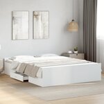 vidaXL Cadre de lit avec tiroirs sans matelas blanc 160x200 cm