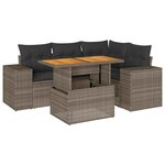 vidaXL Salon de jardin 5 Pièces avec coussins gris résine tressée