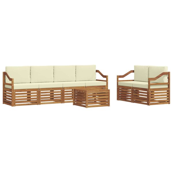 vidaXL Ensemble de canapés d'extérieur 7 Pièces Naturel et Crème
