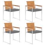 vidaXL Chaises de jardin 4 Pièces avec coussins Bois d'acacia massif