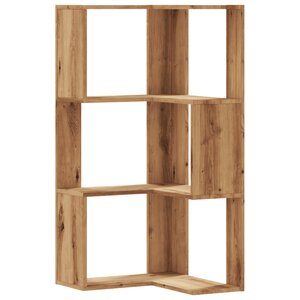 vidaXL Bibliothèque d'angle 3 niveaux chêne artisanal bois ingénierie