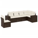 vidaXL Salon de jardin avec coussins 6 Pièces marron résine tressée