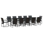 vidaXL Ensemble de salle à manger pour jardin 13 Pièces Noir Acier