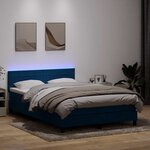 vidaXL Sommier à lattes de lit et matelas et LED bleu foncé 160x210cm velours