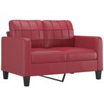 vidaXL Canapé 2 places avec oreillers bordeaux 120 cm similicuir