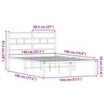 vidaXL Cadre de lit en métal sans matelas chêne fumé 140x190 cm
