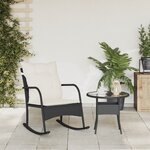 vidaXL Chaise à bascule de jardin avec coussins noir résine tressée