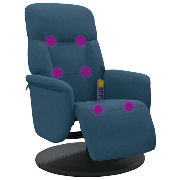 vidaXL Fauteuil inclinable de massage avec repose-pied bleu velours