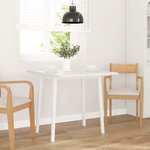 vidaXL Table à manger blanc bois massif et caoutchouc