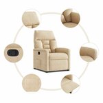 vidaXL Fauteuil inclinable crème tissu microfibre