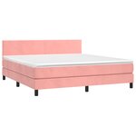 vidaXL Sommier à lattes de lit avec matelas LED Rose 180x200cm Velours