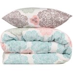 Parure de lit - housse de couette 220 x 240 + 2 taies d'oreiller 60 x 60  70  coton- Turquoise