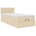 vidaXL Lit ottoman avec matelas crème 100x200 cm tissu
