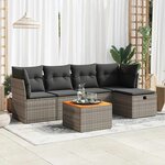 vidaXL Salon de jardin 6 Pièces avec coussins gris résine tressée