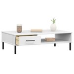vidaXL Table basse avec pieds en métal Blanc Bois pin massif OSLO