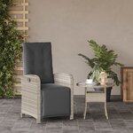 vidaXL Chaise inclinable de jardin avec repose-pied gris clair rotin