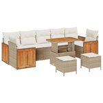 vidaXL Ensemble de canapé de jardin avec coussin 10 Pièces Beige et crème