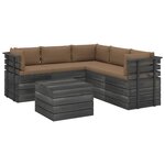 vidaXL Salon palette de jardin 6 Pièces avec coussins Bois de pin massif
