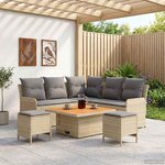 vidaXL Ensembles de meubles 6 Pièces Beige et Gris clair Rotin PE