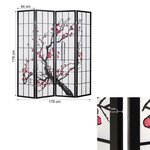 Paravent bois 4 pans noir