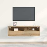 vidaXL Meuble TV mural Montage mural chêne artisanal 100 x 30 x 30 cm